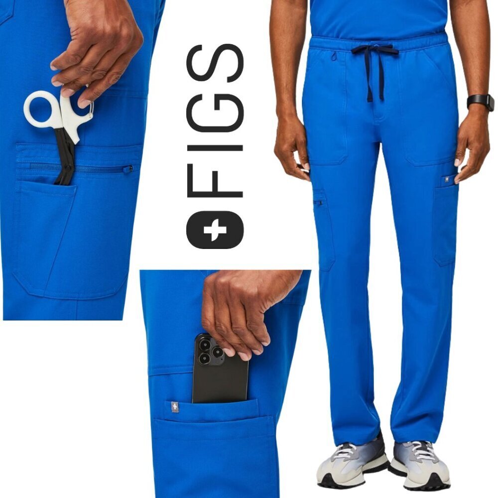 NWT, Figs, Men's Cairo Cargo Scrub Pants,‎ Royal Blue